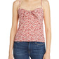 Top curto feminino Aqua com estampa floral e nó frontal, vermelho, tamanho médio