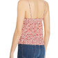 Top curto feminino Aqua com estampa floral e nó frontal, vermelho, tamanho médio