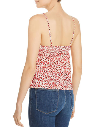 Top curto feminino Aqua com estampa floral e nó frontal, vermelho, tamanho médio