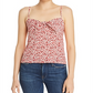 Top curto feminino Aqua com estampa floral e nó frontal, vermelho, tamanho médio