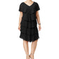 Vestido-camisa feminino em camadas SL Fashions, preto, tamanho 14W