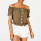 Top utilitário Planet Gold Junior Off the Shoulder, verde, tamanho grande