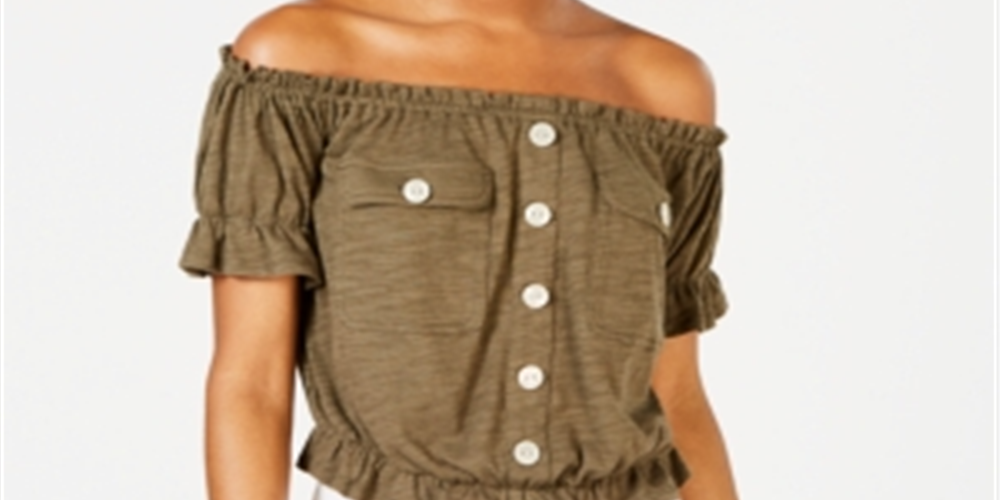 Top utilitário Planet Gold Junior Off the Shoulder, verde, tamanho grande