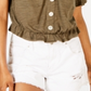 Top utilitário Planet Gold Junior Off the Shoulder, verde, tamanho grande