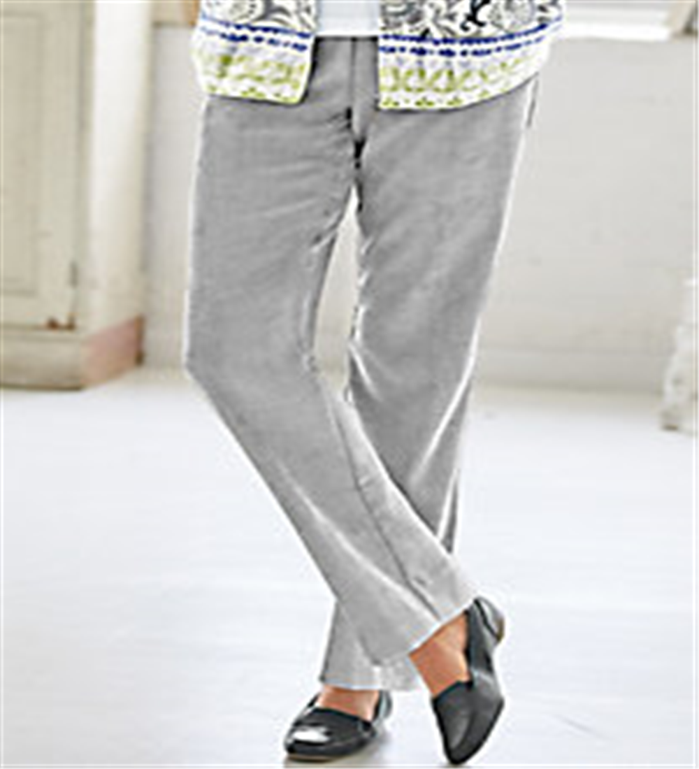 Calça de veludo cotelê feminina Alfred Dunner Plus, elegante para usar no trabalho, cinza, tamanho 18W