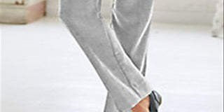 Calça de veludo cotelê feminina Alfred Dunner Plus, elegante para usar no trabalho, cinza, tamanho 18W