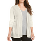 Cardigan feminino Charter Club Chevron Pointelle, branco, tamanho extragrande
