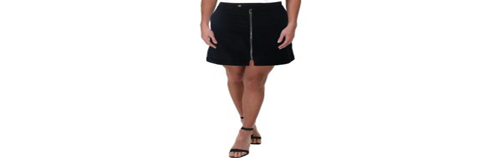 Minissaia feminina Theory de veludo cotelê com zíper frontal, azul-marinho, tamanho 2