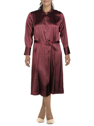 Vestido-camisa feminino Alfani com gola e cinto, vinho, tamanho 16
