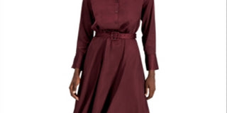 Vestido-camisa feminino Alfani com gola e cinto, vinho, tamanho 16