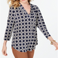 Blusa feminina Charter Club com estampa de pregas e ombros de fora, azul, tamanho P