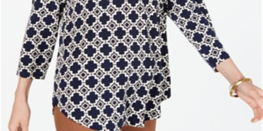 Blusa feminina Charter Club com estampa de pregas e ombros de fora, azul, tamanho P