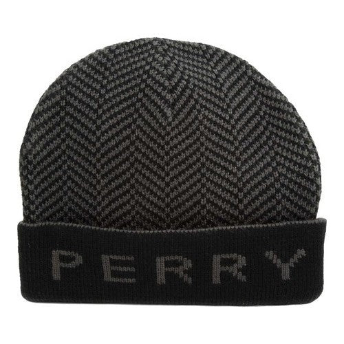Perry Ellis Gorro Masculino Jacquard Espinha de Peixe Preto Tamanho Regular