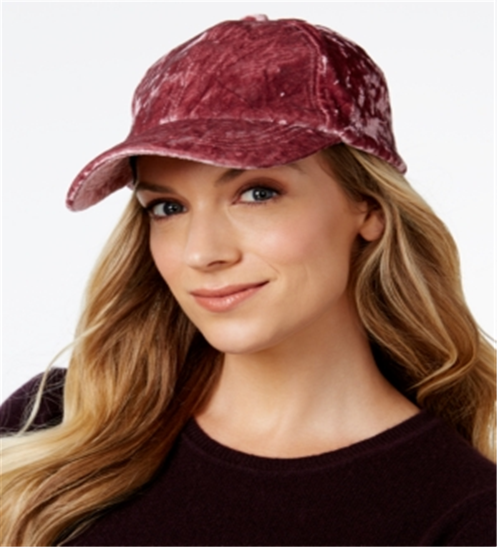 Boné de beisebol feminino INC International Concepts Crushed Velvet rosa tamanho único
