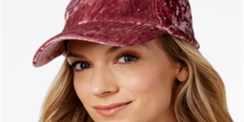 Boné de beisebol feminino INC International Concepts Crushed Velvet rosa tamanho único