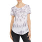 Camiseta feminina Chaser Tie Dye com gola redonda, branca, tamanho P