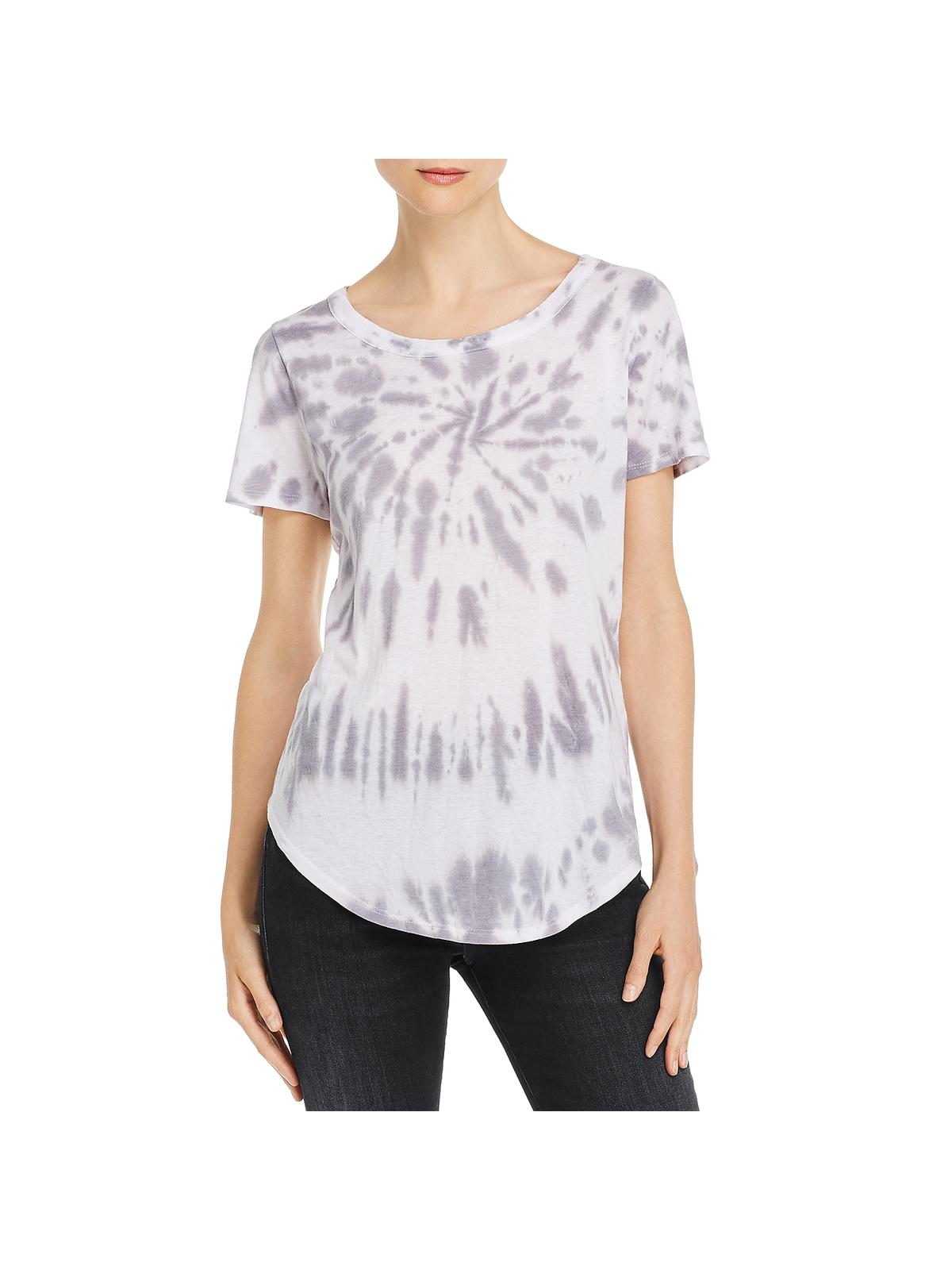 Camiseta feminina Chaser Tie Dye com gola redonda, branca, tamanho P
