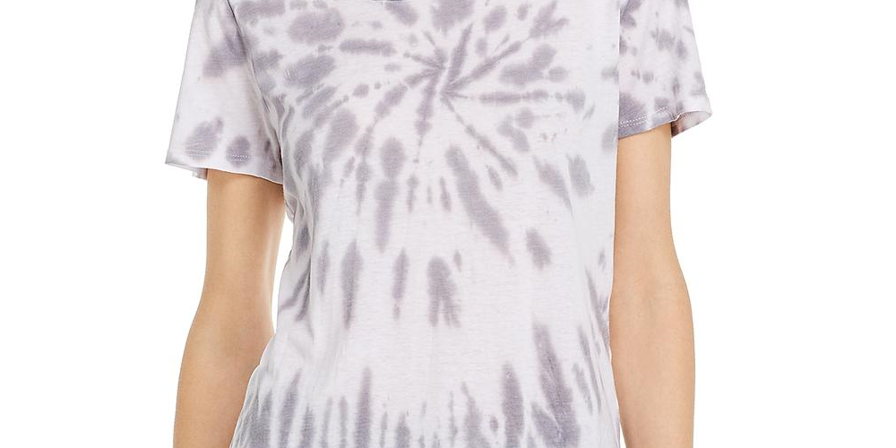 Camiseta feminina Chaser Tie Dye com gola redonda, branca, tamanho P