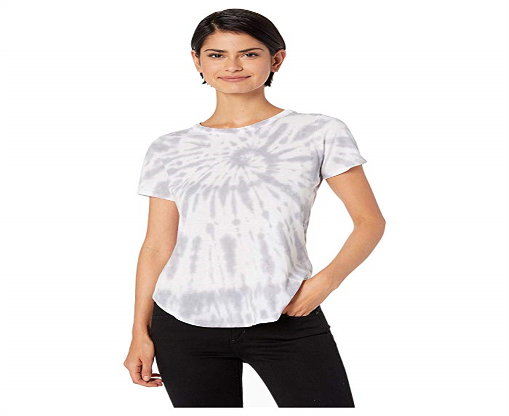 Camiseta feminina Chaser Tie Dye com gola redonda, branca, tamanho P