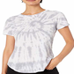 Camiseta feminina Chaser Tie Dye com gola redonda, branca, tamanho P