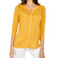 Blusa com botões frontais e ilhós Style &amp; Co, marrom, tamanho 2XL