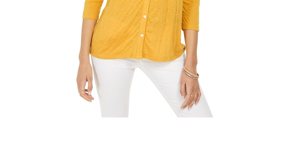 Blusa com botões frontais e ilhós Style &amp; Co, marrom, tamanho 2XL