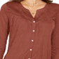 Blusa com botões frontais e ilhós Style &amp; Co, marrom, tamanho 2XL
