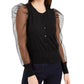 Cardigan feminino com manga trançada da INC International Concepts, preto, tamanho G