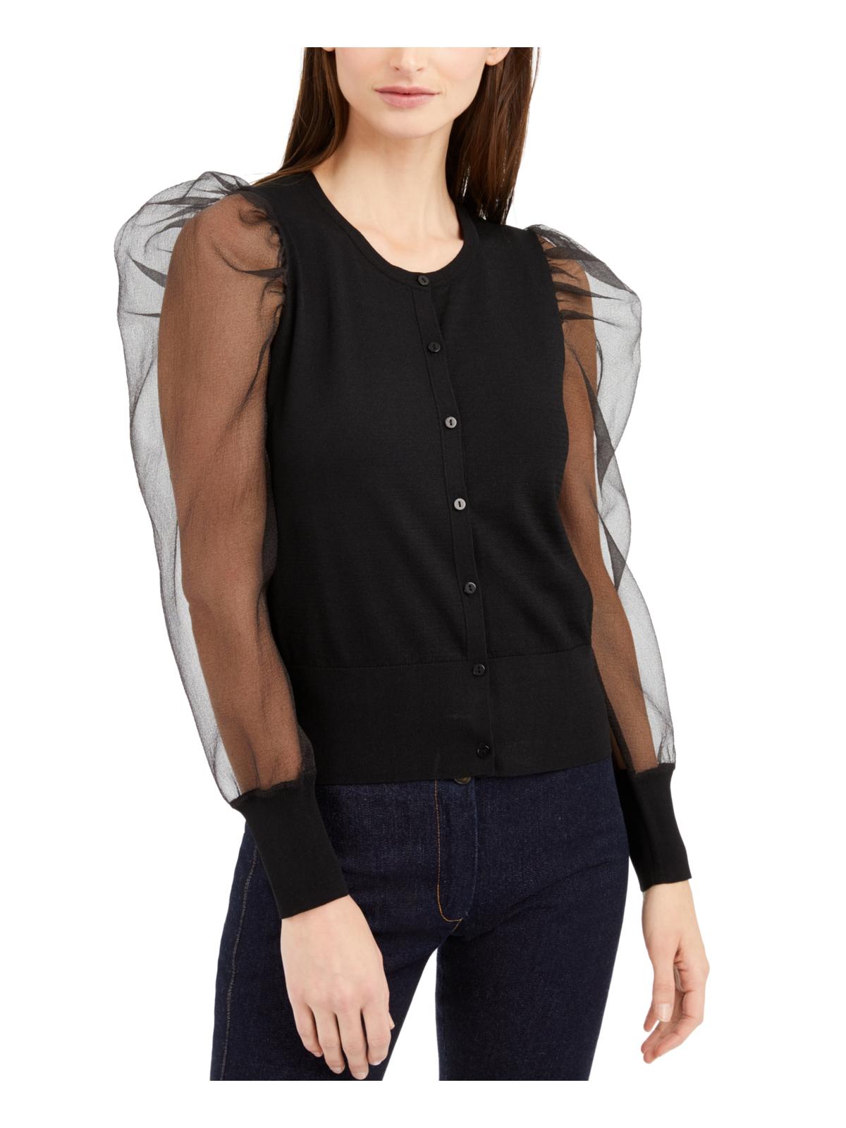 Cardigan feminino com manga trançada da INC International Concepts, preto, tamanho G