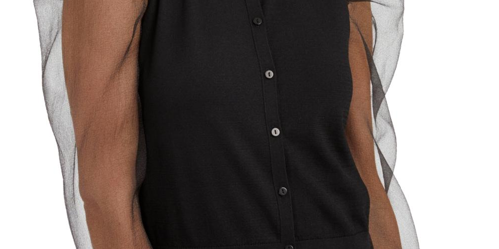 Cardigan feminino com manga trançada da INC International Concepts, preto, tamanho G