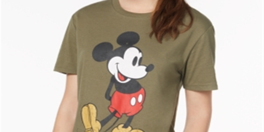 Camiseta infantil híbrida com estampa do Mickey, branca, tamanho XS