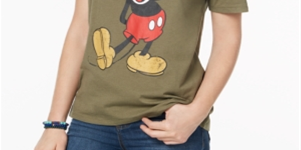 Camiseta infantil híbrida com estampa do Mickey, branca, tamanho XS