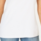 Karen Scott Blusa feminina listrada com decote dividido, branca, tamanho grande