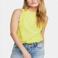 Blusa feminina sem mangas com gola redonda, amarela, tamanho extrapequeno