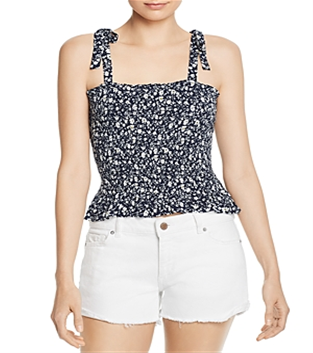 Blusa franzida floral Aqua feminina, azul, tamanho P