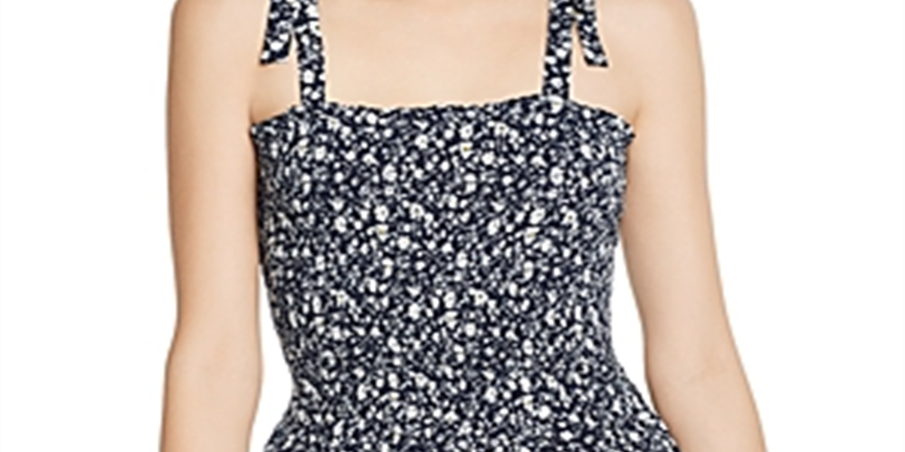 Blusa franzida floral Aqua feminina, azul, tamanho P