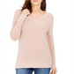 Suéter feminino de lurex com decote em V, rosa, tamanho extrapequeno, Charter Club