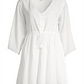 Vestido curto feminino ATM de algodão franzido, branco, tamanho P