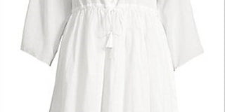 Vestido curto feminino ATM de algodão franzido, branco, tamanho P