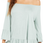 Blusa feminina estilo &amp; co com ombro de fora e manga sino, azul, tamanho pequeno