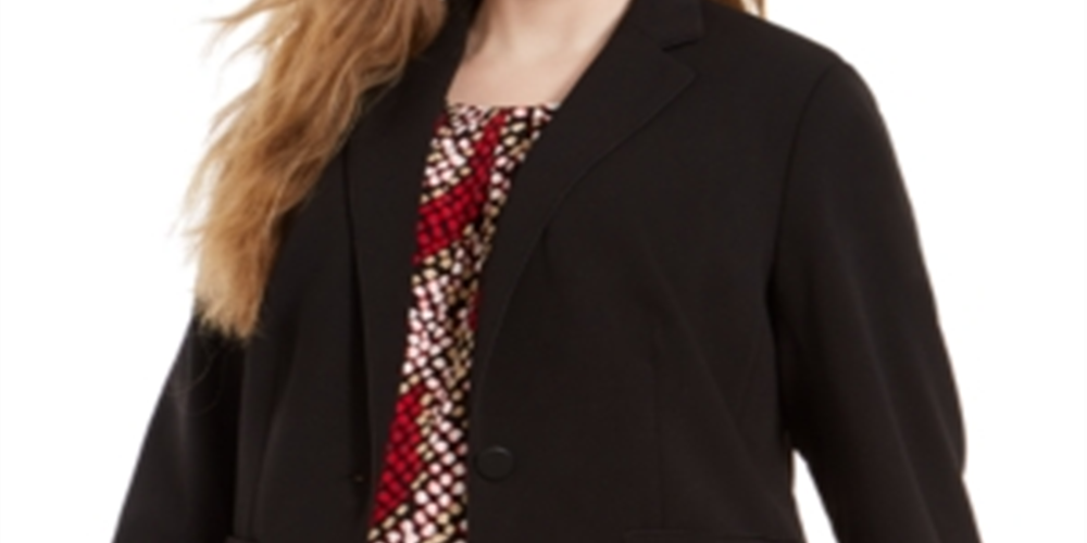 Calvin Klein Blazer Plus Size com Acabamento Tubular - Preto Tamanho 18W