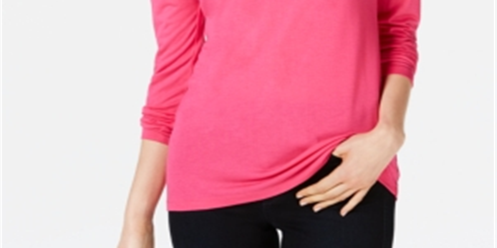 Blusa de malha com decote em V e ombros caídos Maison Jules, rosa, tamanho XS