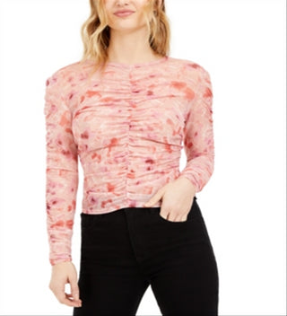 Blusa franzida com estampa floral Bar III rosa tamanho P