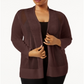 Cardigan Alfani Feminino Plus com Pontos Mistos e Frente Aberta, Marrom, Tamanho 4X