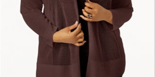 Cardigan Alfani Feminino Plus com Pontos Mistos e Frente Aberta, Marrom, Tamanho 4X