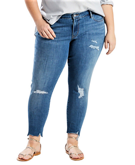 Calça jeans skinny Levi's Plus 711 Denim Destroyed feminina, azul, tamanho 22W