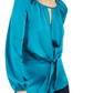 Blusa feminina INC International Concepts de cetim granulado com amarração frontal, preta, tamanho 2XL