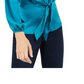 Blusa feminina INC International Concepts de cetim granulado com amarração frontal, preta, tamanho 2XL