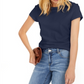 Blusa feminina de gola redonda de algodão slim fit da INC International Concepts, azul, tamanho extragrande