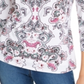 INC International Concepts Top feminino com estampa de tiras e detalhes, branco, tamanho G